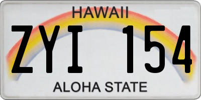 HI license plate ZYI154