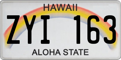 HI license plate ZYI163