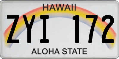 HI license plate ZYI172