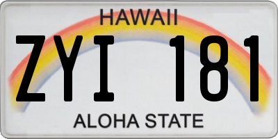 HI license plate ZYI181