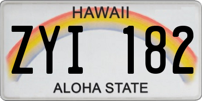 HI license plate ZYI182