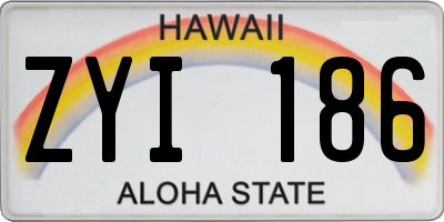 HI license plate ZYI186