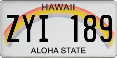 HI license plate ZYI189