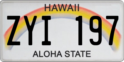HI license plate ZYI197