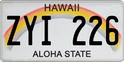 HI license plate ZYI226