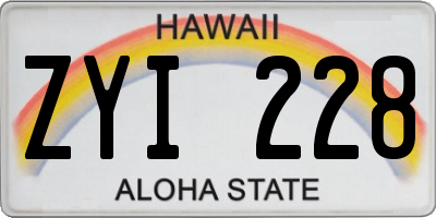 HI license plate ZYI228