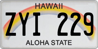 HI license plate ZYI229