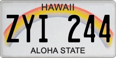 HI license plate ZYI244