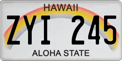 HI license plate ZYI245