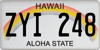 HI license plate ZYI248
