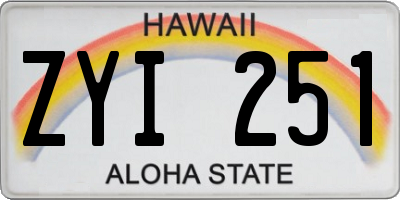 HI license plate ZYI251