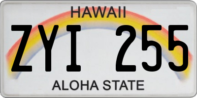 HI license plate ZYI255