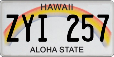 HI license plate ZYI257