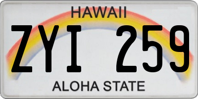 HI license plate ZYI259