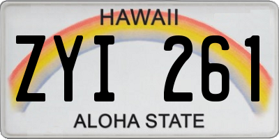 HI license plate ZYI261