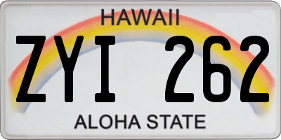 HI license plate ZYI262