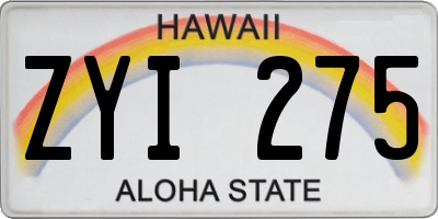 HI license plate ZYI275