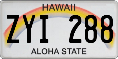 HI license plate ZYI288