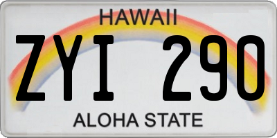 HI license plate ZYI290