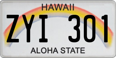 HI license plate ZYI301