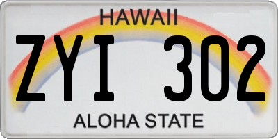 HI license plate ZYI302