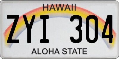 HI license plate ZYI304