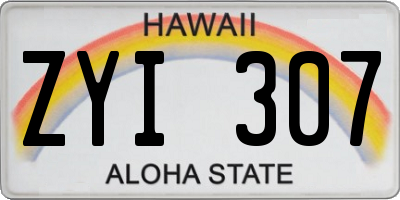 HI license plate ZYI307