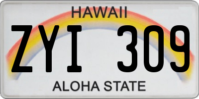 HI license plate ZYI309