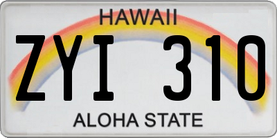 HI license plate ZYI310