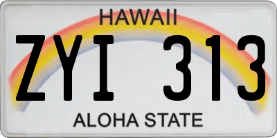 HI license plate ZYI313