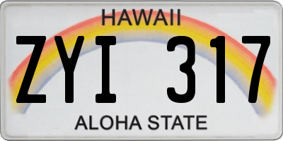 HI license plate ZYI317