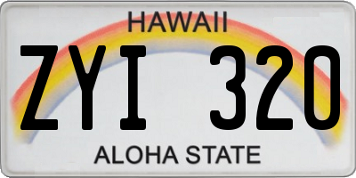 HI license plate ZYI320