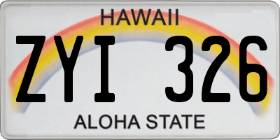 HI license plate ZYI326