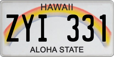 HI license plate ZYI331