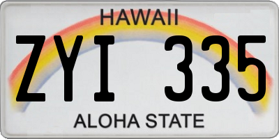 HI license plate ZYI335