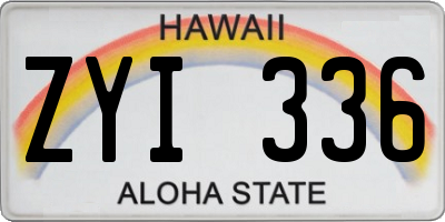 HI license plate ZYI336