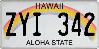 HI license plate ZYI342