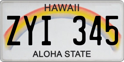 HI license plate ZYI345