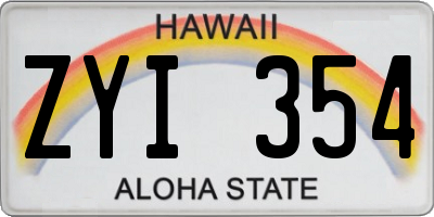 HI license plate ZYI354