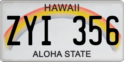 HI license plate ZYI356