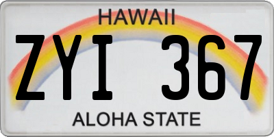 HI license plate ZYI367