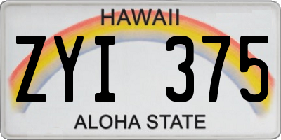 HI license plate ZYI375