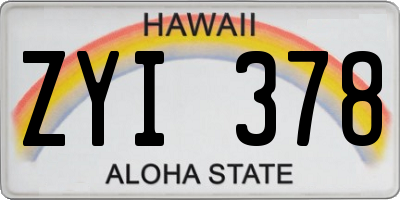 HI license plate ZYI378
