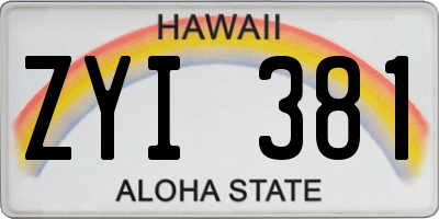 HI license plate ZYI381
