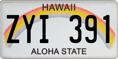 HI license plate ZYI391