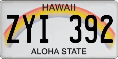 HI license plate ZYI392
