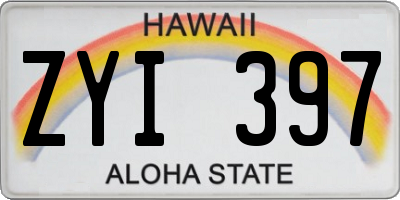 HI license plate ZYI397