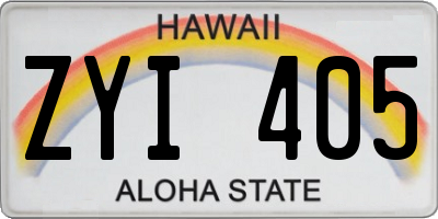 HI license plate ZYI405