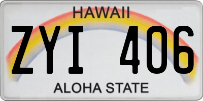 HI license plate ZYI406