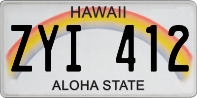 HI license plate ZYI412